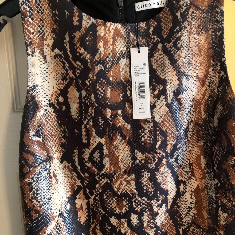 Alice + Olivia Brown and Black Snake Print Dress